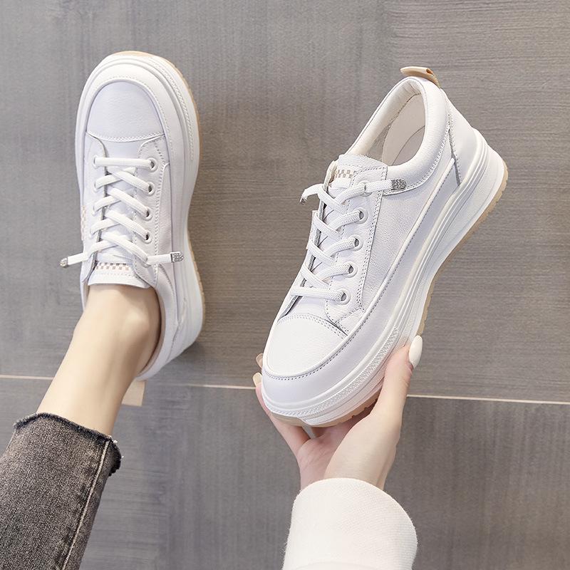 Valódi marhabőr női alkalmi cipők – 2025 tavaszi/őszi divatos fehér cipők