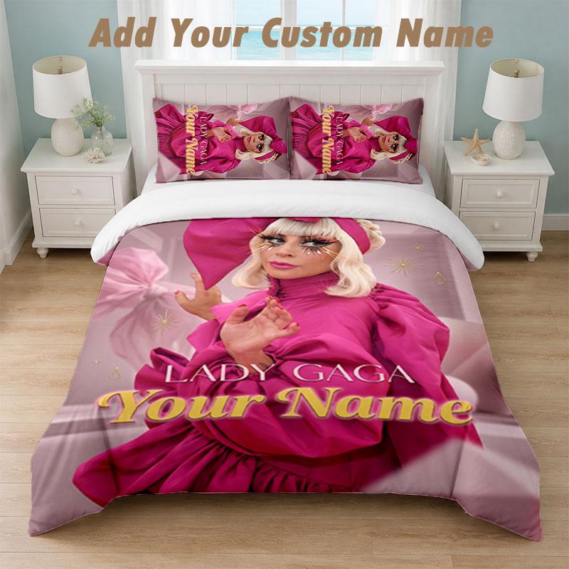 Bedding Set 1 Duvet Cover 2 Pillowcases Lady Gaga Print Soft Bed Linen Bedroom Decor