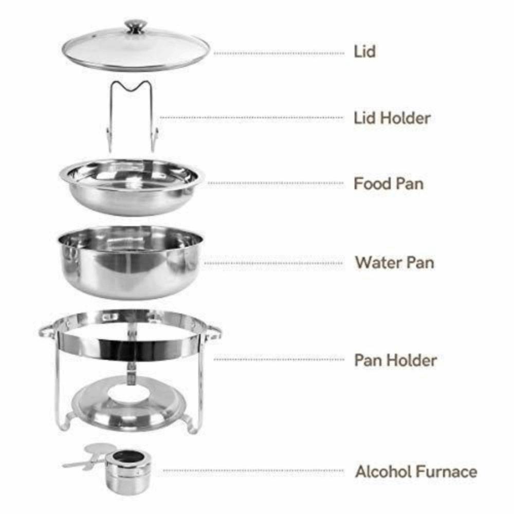 4.5L Warmer Food Chafing Dishes with Lid Hanging Cover Buffet Dining Stove Insulation Stainless Steel Serving Tray