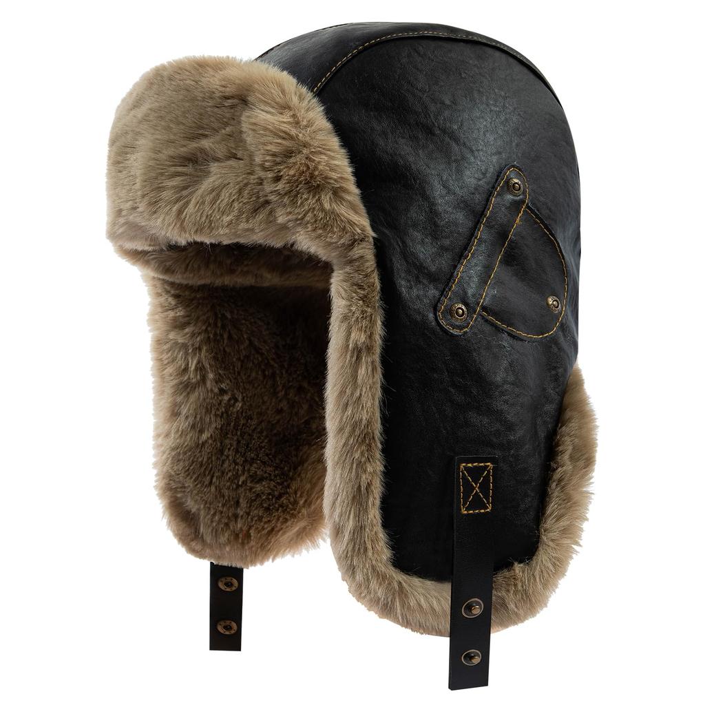 Croogo Pilot Cap with Ear Warm Russian Flight Cap for and Outdoor Men and Women Flaps, Hat, Skiing, Snowboarding, Commuting, School, Cycling,
