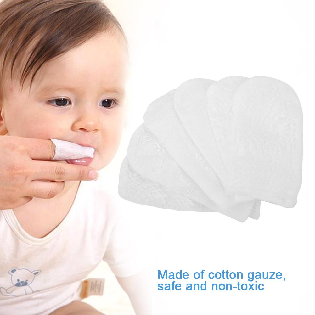 6pcs  Set Cotton Gauze Elastic Finger  Cot for Kid Baby Oval Cavity Cleaning Tool