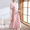 XUEXI Neues chinesisches Stil Schlankes A-Linien Midi-Kleid