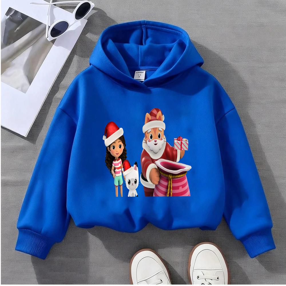 

2025 Новая милая рождественская мультяшная детская толстовка с милыми персонажами, подходящая для ношения девочками в качестве спортивной футболки на праздники 100