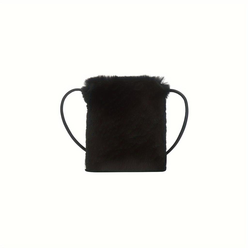 Chic Solid Color Plush Crossbody Bag Soft Foldable & Detachable Strap Perfect for Women's Shopping & Casual Holiday Parties Ideal Christmas Gift
