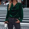 Fall Winter New Women's Long Sleeve Top, Slouchy Cowl Neck Velvet Blouse, Casual Clothing for Women European American Size