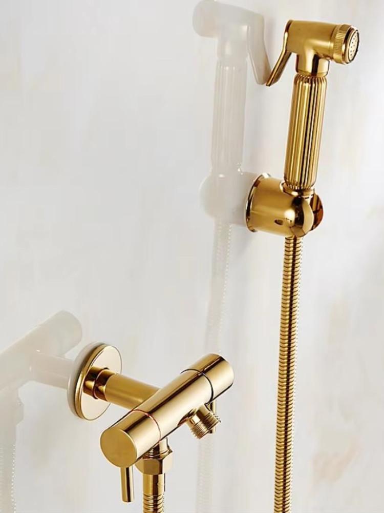 Bathroom Bidet faucet Set Double Use Brass shower set Portable bidet spray gold shower Support and 1.5m hose bidet set