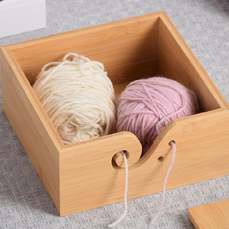 Wood Yarn Bowl with Lid Knitting Wool Organizers Knitting Yarn Holder Wood Yarn Dispenser Bowl for Crocheting Knitting