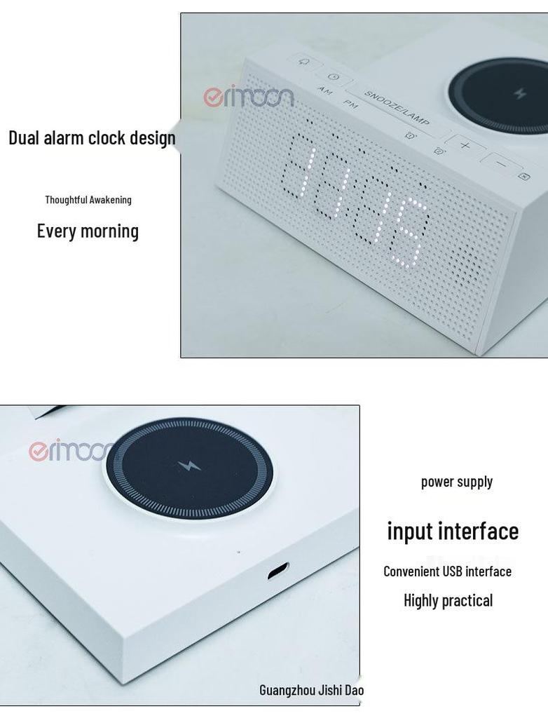 Magnetic Wireless Charger & LED Digital Clock with Night Light - Three-in-One Bedside Gadget