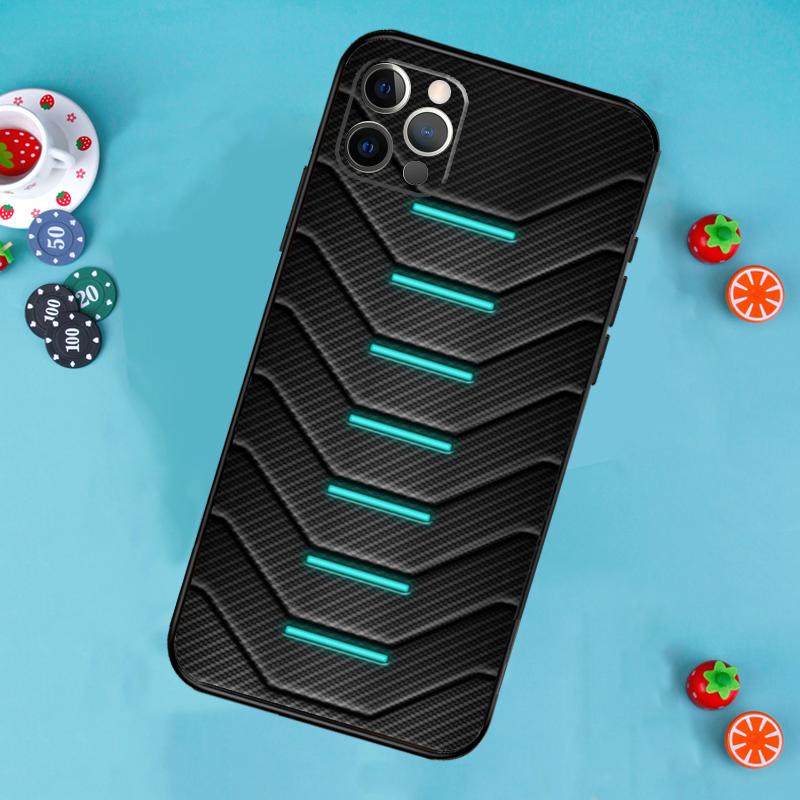 

Carbon Fibre Futuristic Neon Phone Case For iPhone 17 Air 16 15 14 13 12 11 Pro Max 12 13 mini 15 16 Plus 16e Cover Funda iPhone 16 Plus