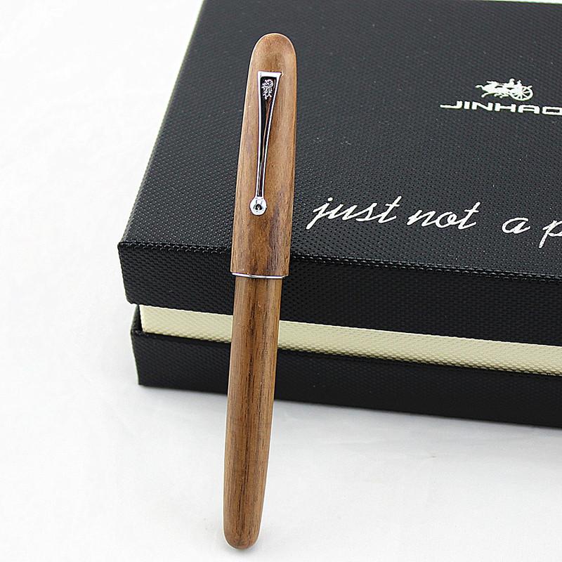 

Jinhao 9056 Natural Wood Fountain Pen Handmade M/F Nib Ink Pen With A Converter Fine 0.5mm