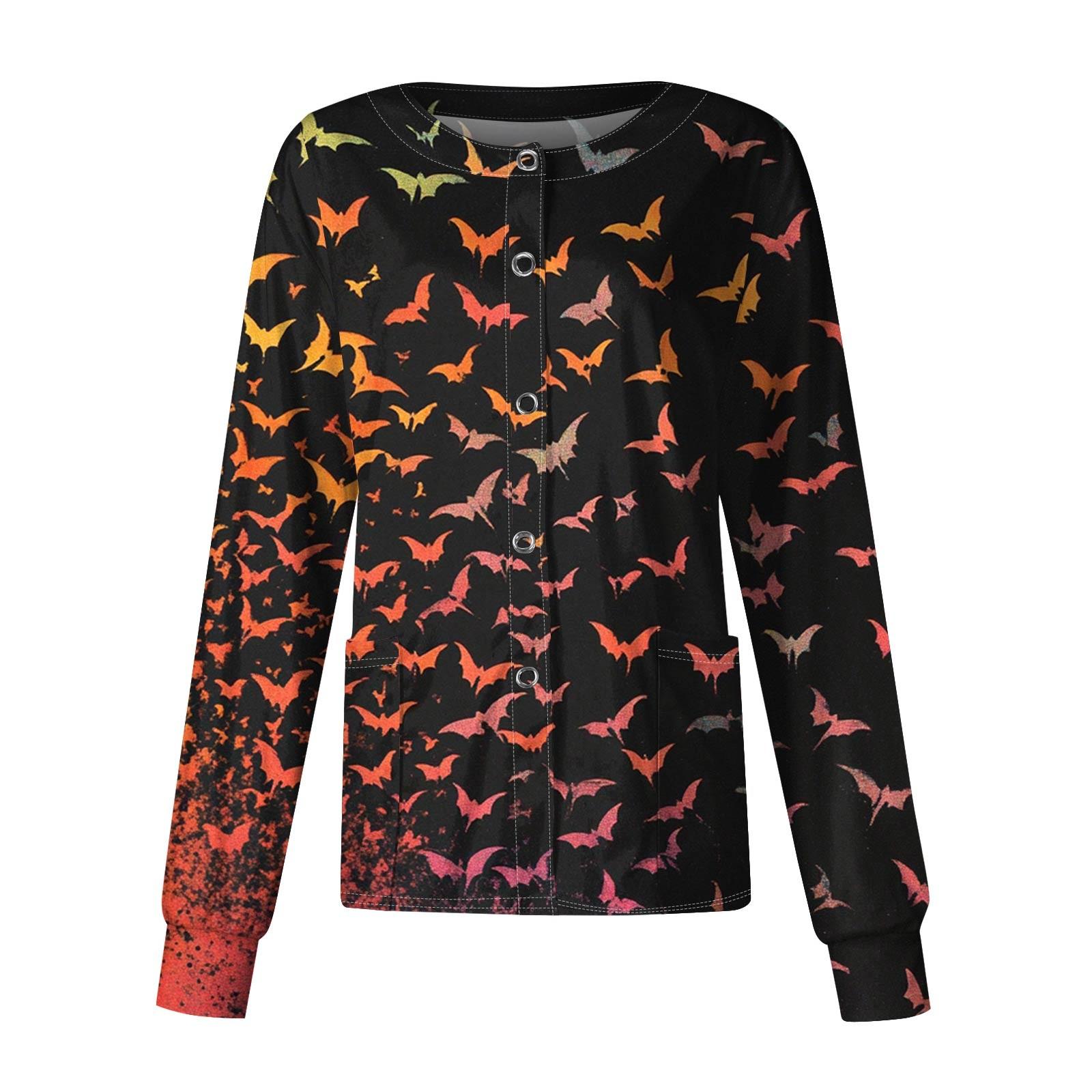 

Женская повседневная однобортная блузка с длинным рукавом на Хэллоуин с принтом, кардиган, верхняя одежда, униформа L