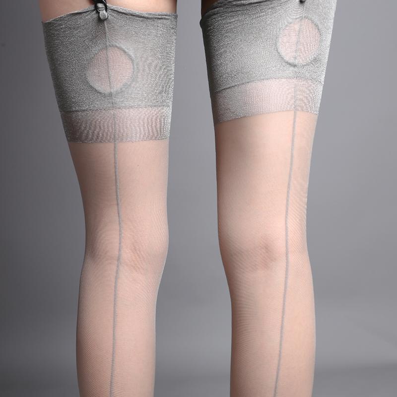 Calze da Donna Sexy con Taglio sull'Occhio Calze Autoreggenti Retrò con Cucitura Posteriore Calze Alte sulla Coscia 8D Ultra Sottili Trasparenti Collant in Nylon Calzetteria da Festa
