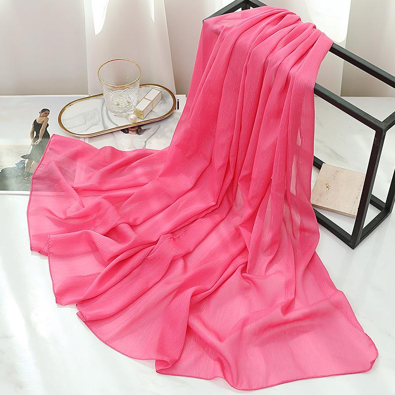 170X70Cm Silk Scarf Shawl Solid Southeast Asian Headscarf Large Travel Shawl Versatile Textured Chiffon Scarf Wrap Poncho Hijabs
