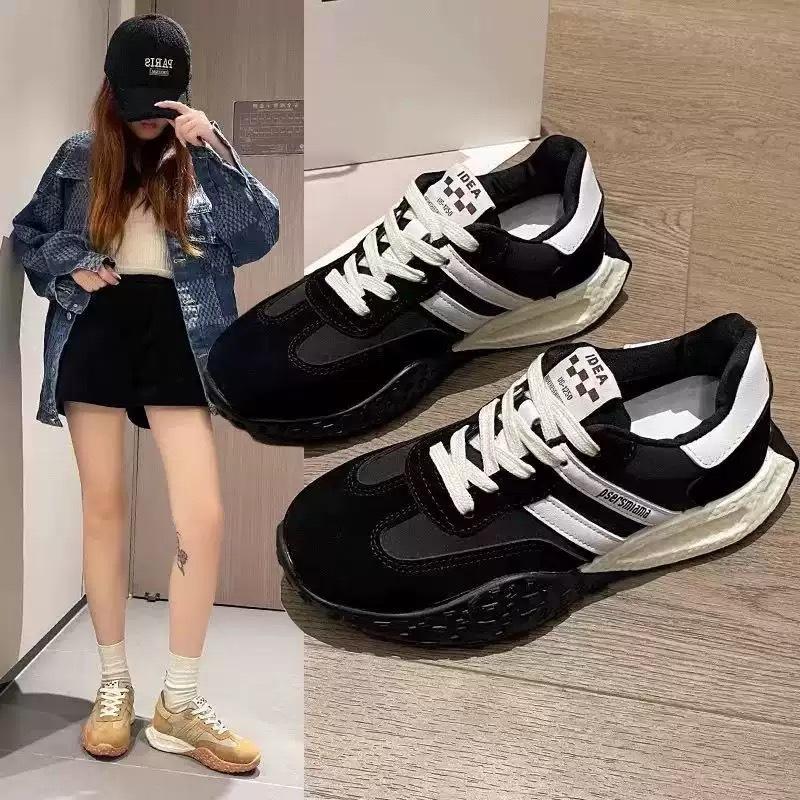 European popular dad shoes women's autumn 2025 new super fire moral training shoes thick sole showing feet small sports casual shoes