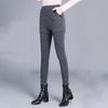 High-Waist Elastic Waistband Pockets Thickened Leggings Shorts Women Fake Two Piece Fleece Lining Leggings Skirt