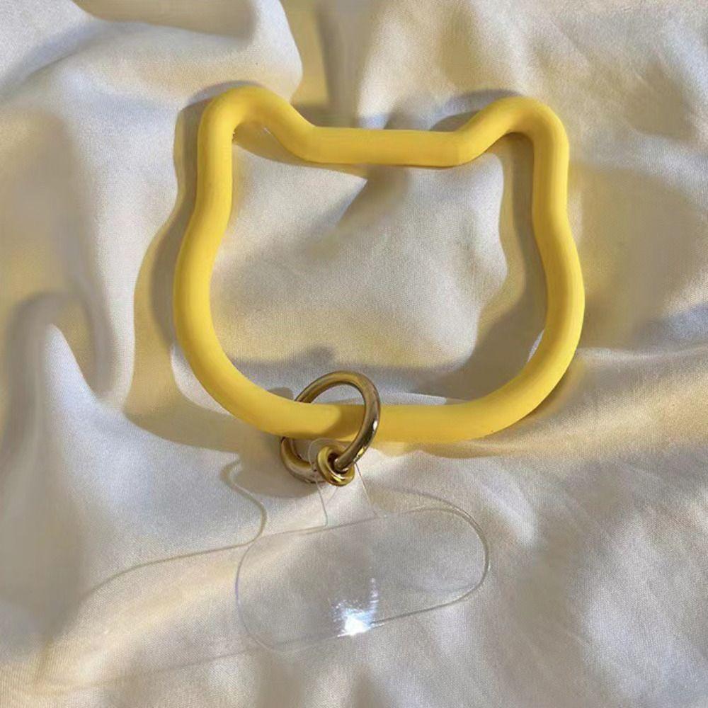 

Силиконовый Силиконовый Телефон Кольцо Шнурок Кот Форма Ремешок на Запястье для Телефона Аксессуары для Мобильного Телефона жёлтый