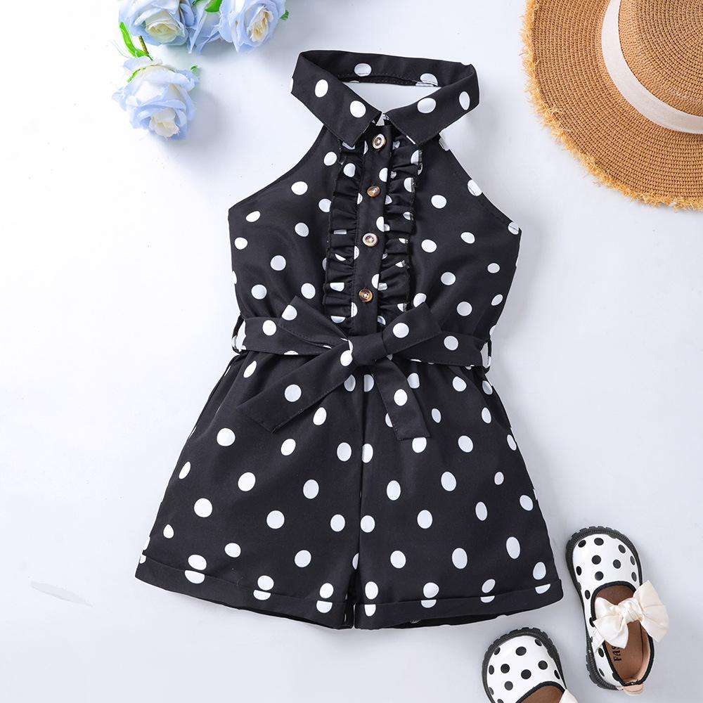 

Детская одежда Летняя мода Без рукавов Холтер Короткий комбинезон для девочек Ромпер 130 чёрный