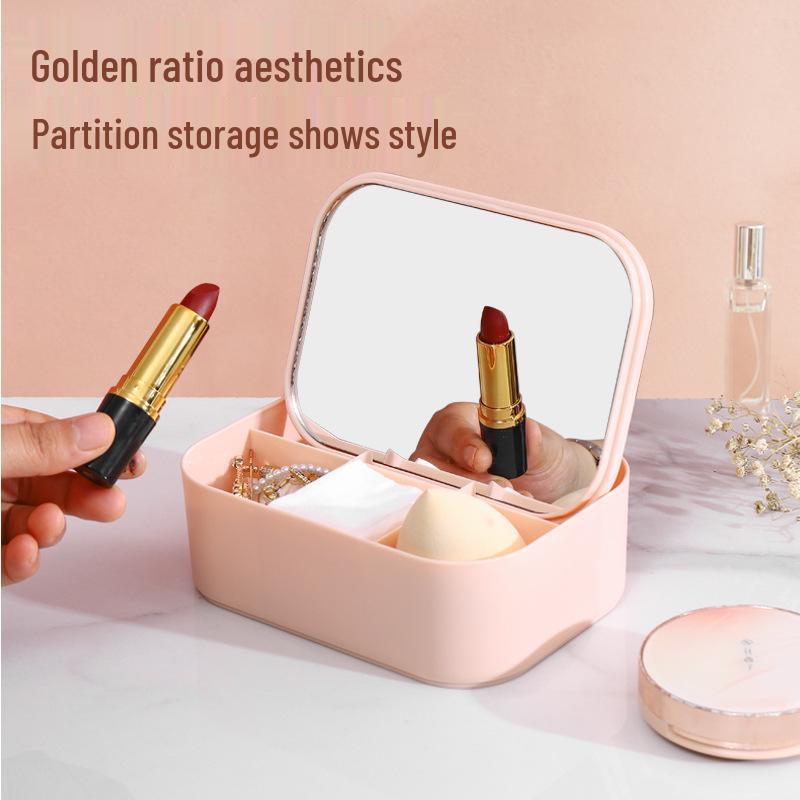Creative Makeup Mirror with Storage Box – Cute, High-Definition Princess Mirror for Dorm or Dressing Table