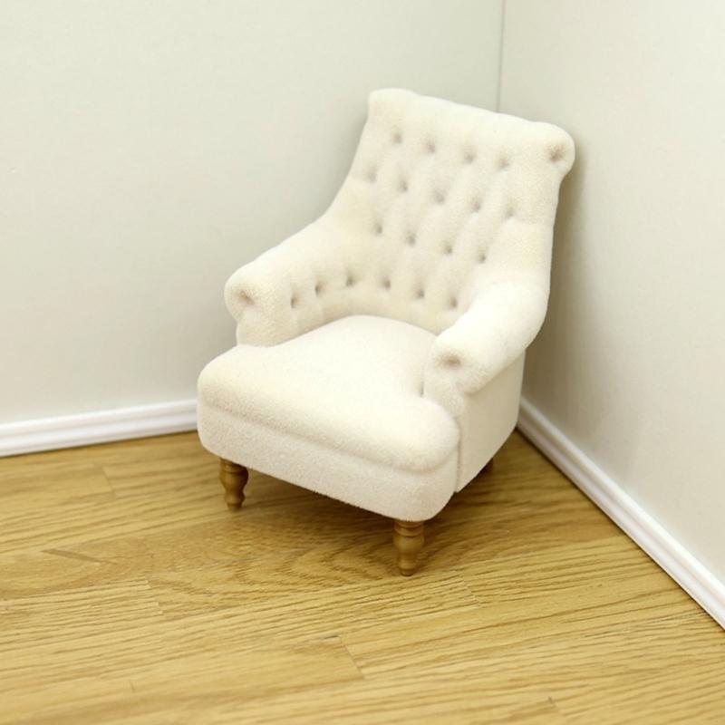 Realistic 1/12 Scale Dollhouses Sofa Set Soft Cloth Cover Simple Couch Model Furniture Accessory