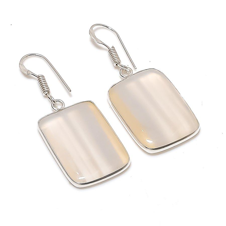 Natural Botswana Agate Gemstone 925 Sterling Silver Jewelry Earring 1.65 AE-12348