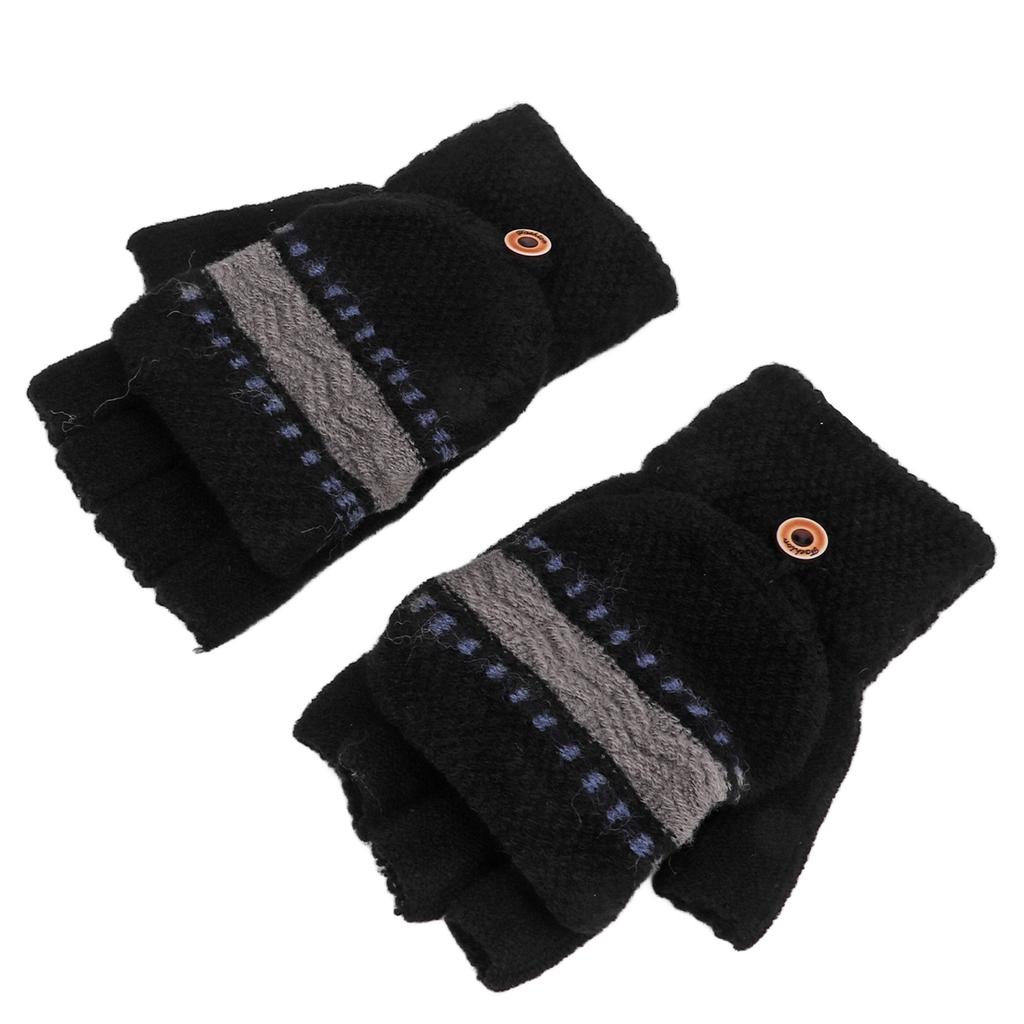 1Pair USB Heated Gloves Knitting Fingerless Hand Warmers Electric Warming Gloves for Men Typing Sports OutdoorBlack