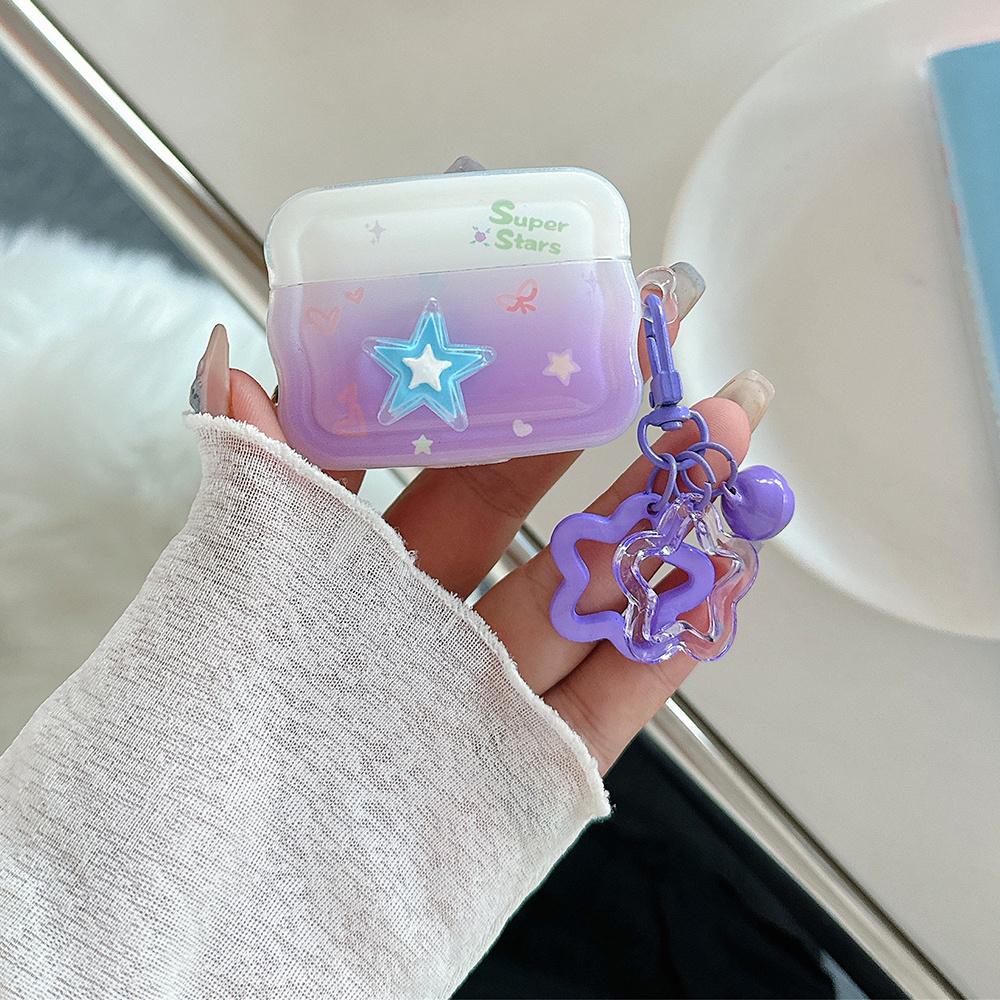 

For Apple AirPods Pro 2/AirPods Pro Bluetooth-compatible Earphones Cover Star Design TPU Case with Pendant