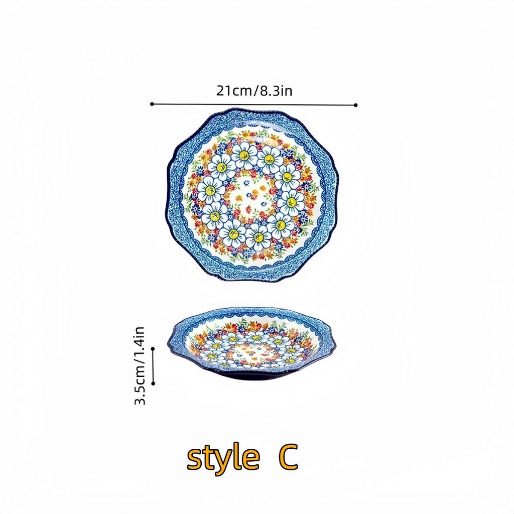 Keramický talíř v polském stylu domov vintage hluboký talíř snídaňový talíř přípravný talíř vysoká hodnota talíř na steak talíř na ovoce unikátní