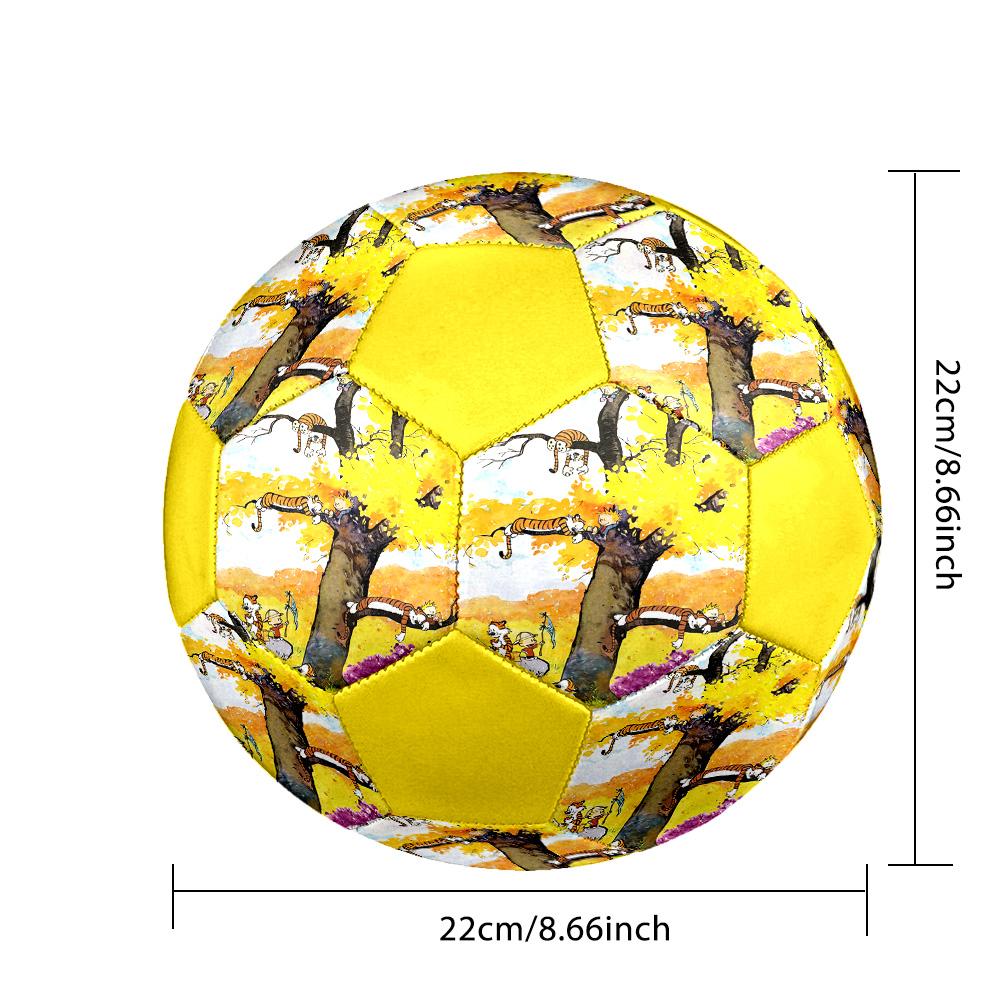 Calvin and Hobbes Indoor Soccer Ball Colorful All Ages Size 5 Machine Stitched PVC Competition Ready Durable High-Bounce