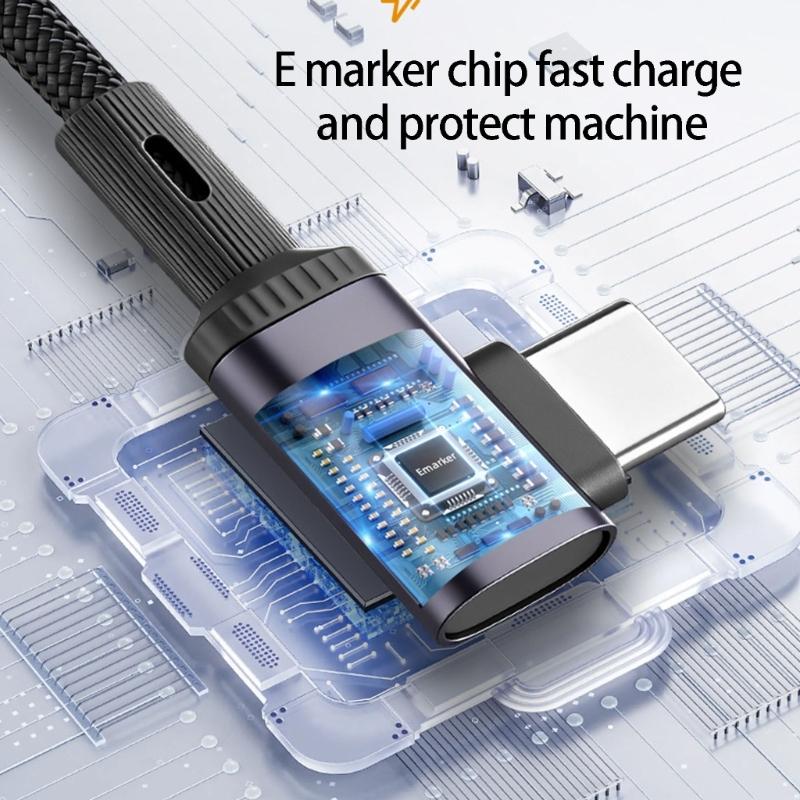 PD240W Fast Charging Type C Cable With Braided Design And Angled Connector Design For Quick Power Delivery