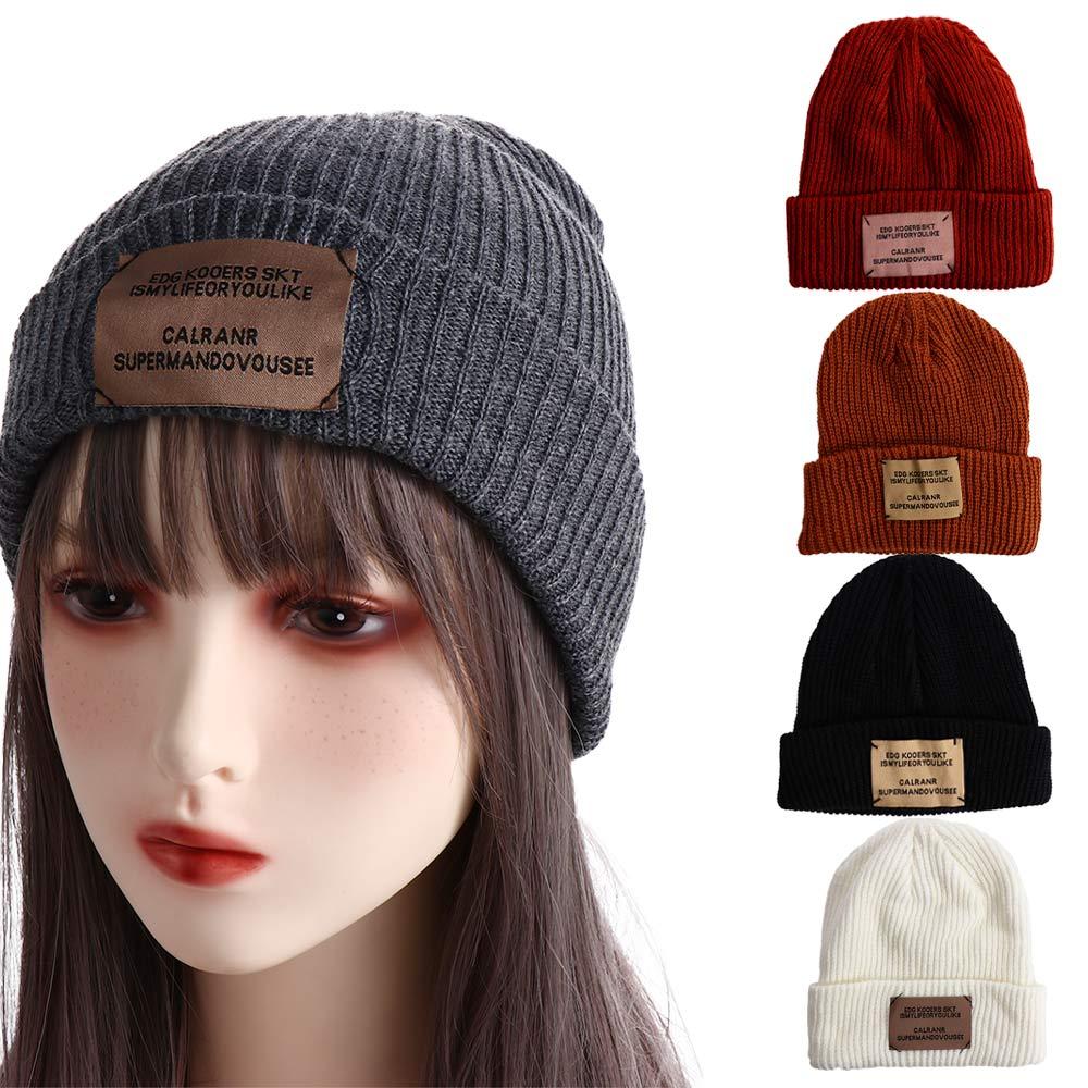 Cute Warm Letter Autumn Winter Stripe Skullies Korean Style Caps Men Beanies Woolen Hat Knitted Hat