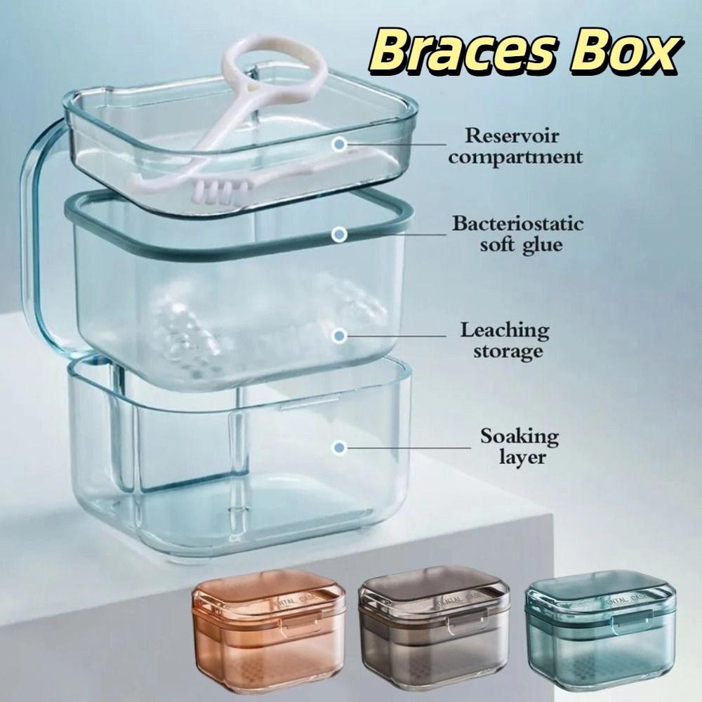 Transparent Denture Storage Case Draining Dental Braces Container  Orthodontic Retainer