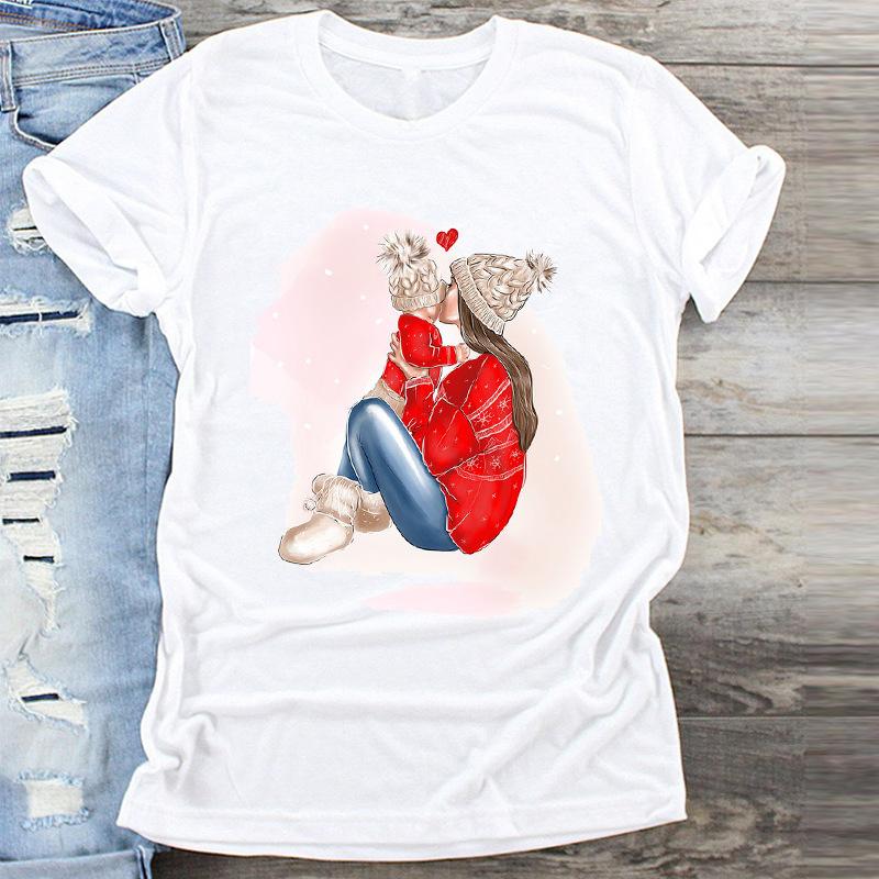 Fashion Cute Christmas Tree Graphics Women T-Shirts Summer Blouse Loose Short Sleeve Shirts O-Neck Tops Female Clothes