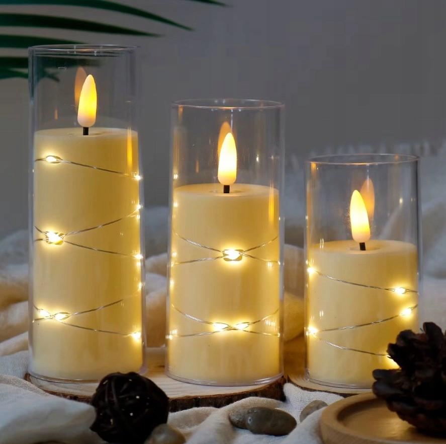 Świeca Led Dekoracyjna Efekt Płomienia Świeczka Wkład Baterie 15Cm 22Led