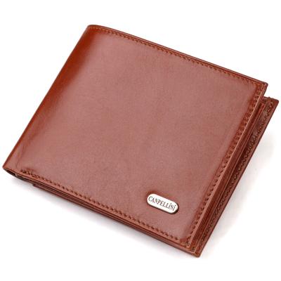 Reliable Medium Size Horizontal Men's Wallet Made of Natural Smooth Leather CANPELLINI 21862 Brown