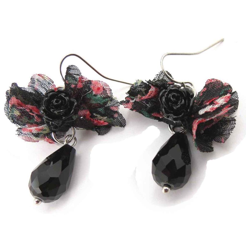 Les Trésors De Lily [J7030] - Cercei de designer „Scarlett” negru roșu