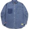 Li Ning Skateboard Series Letter Button Down Loose Long Sleeve Shirt Men Shirts Light-Blue Denim ASHU519-3
