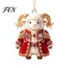 Xmas Tree Hanging Pendants 2027 New Year Sheep Ornament, 2D Acrylic Christmas Pendant Reusable Seasonal Decorations with String, Chinese Zodiac