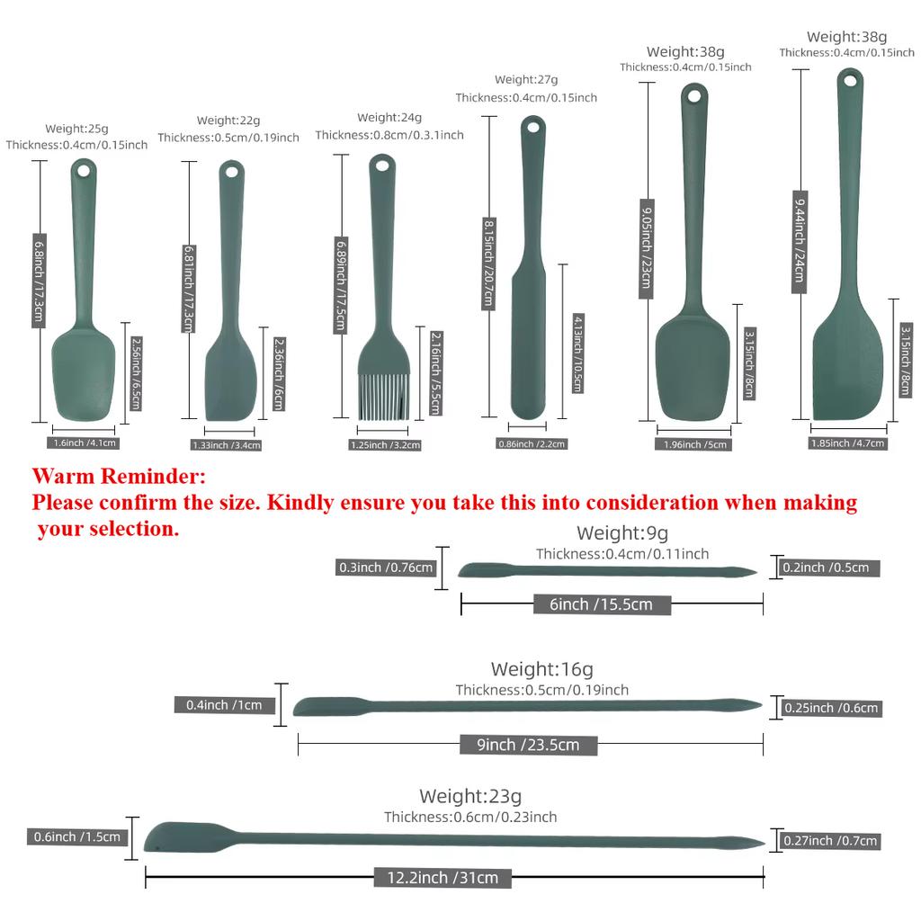 6/9 Pieces Silicone Bakeware Spatula Set Food Grade Non Stick Heat Resistant Spatulas Cooking Kitchen Essentials Baking Tools