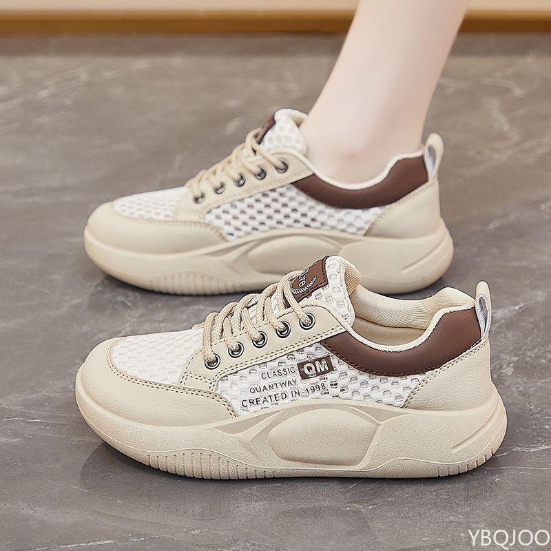 Fashion Summer Women's Shoes New White Shoes Simple Comfortable for Female Students Mesh Breathable Height Increasing Casual Board Shoes