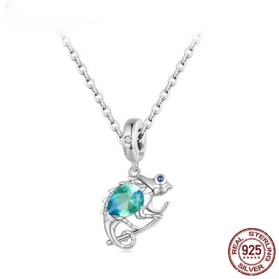 S925 Sterling Zilver Kameleon Hanger Ketting Blauwe Kristal Halsketting voor Vrouwen Verjaardagscadeau Fijne Sieraden