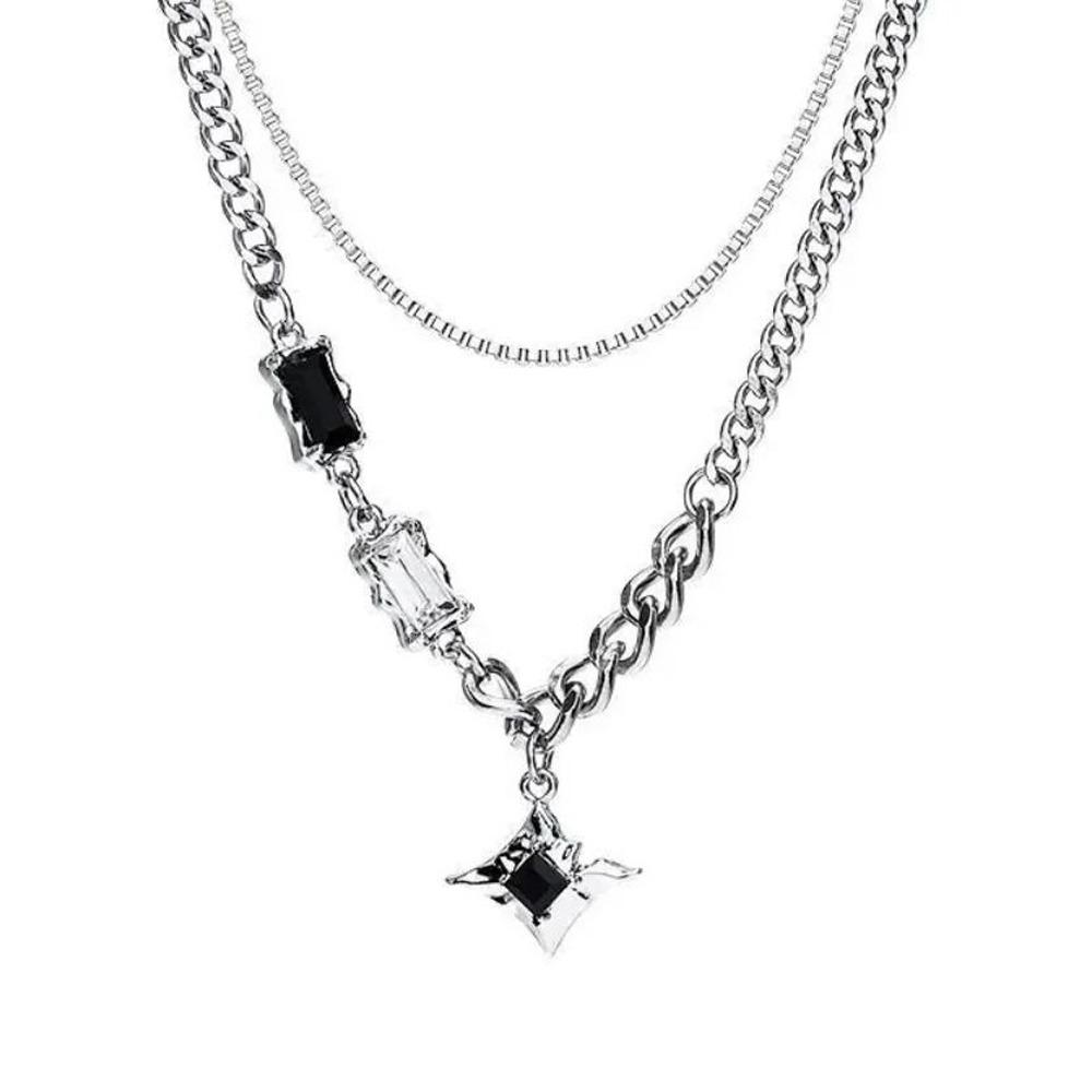 Black Star Choker Necklaces Neck Decoration Stacking  Necklace Double Link Chains Necklace  Women