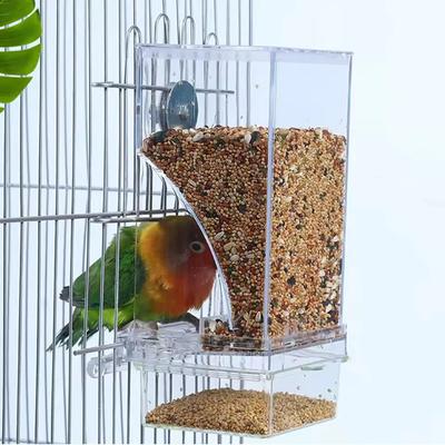 1PC Parrot Feeder Anti-Spill Transparent Bird Food Box Clear Feeding Device for Parrots Durable Bird Feeding Box
