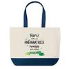 Shopping Bag - PLANETEE - Blue Bottom Bag «Thank You Unforgettable Caregiver» - Cotton - 40 X 45 Cm - Large Size