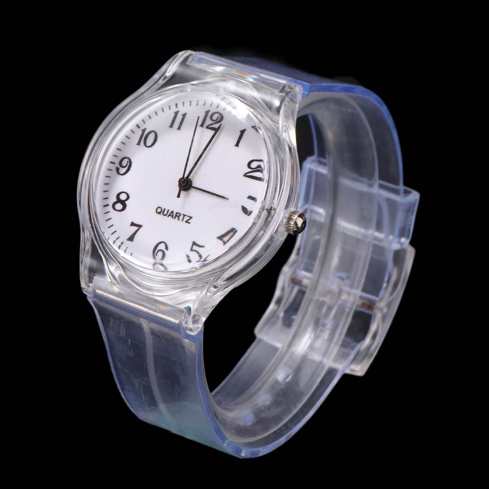 Sport Strap Ladies PVC Fashion New Round Analog Wrist Watch Watches Stainless Steel Quartz