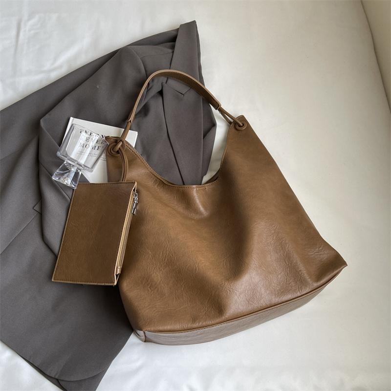 Large Capacity PU Leather 2 Pcs/set Shoulder Bags For Women Winter Trend Female Underarm Bag Lady Handbags Tote Bag KTY