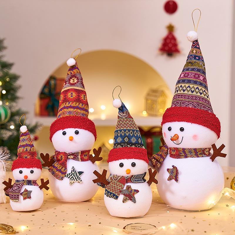 Christmas Snowman Plush Ornaments and Santa Doll Photo Props for Store Displays