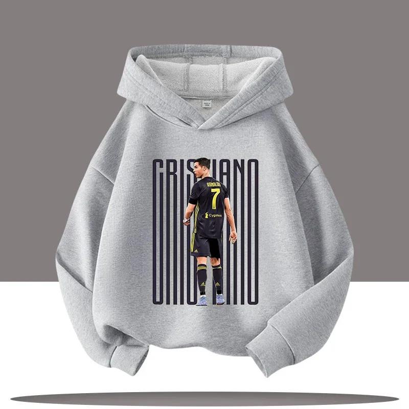 Haine noi de iarnă/toamnă Hanorac cu glugă pentru copii Ronaldo Tricou sport pentru băieți Imprimeu desen animat cu vedetă de fotbal Hanorace casual pentru copii