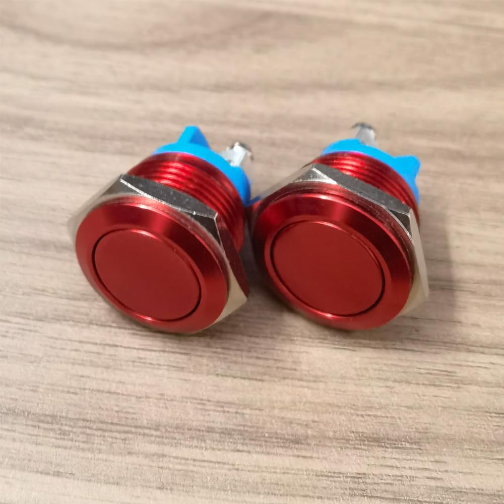Kiligent 2pcs 16MM Momentary Push Button Switch IP65 Waterproof Aluminum Alloy Shell 3A/ 24V