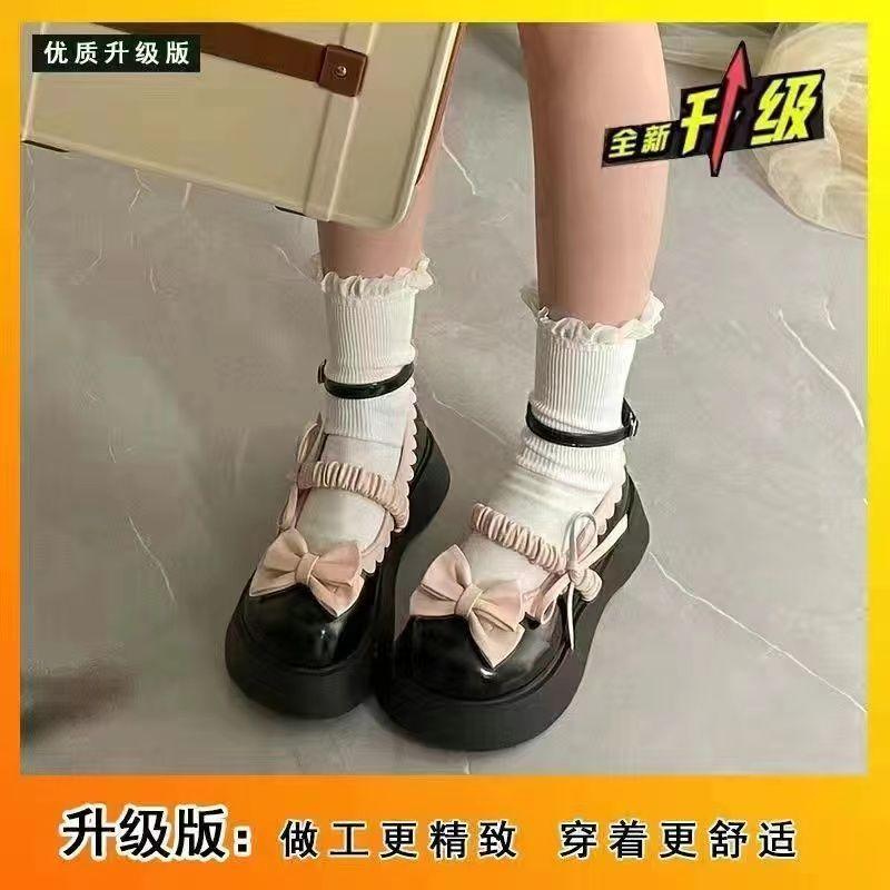 Spring Japanese jk cute bow big head shoes new soft sister college style Mary Jane small leather shoes women's shoes