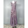 Foreign Trade Order a Big Brand Elegant Temperament Heavy Embroidery Sequins Mesh Purple Banquet Party White Dress